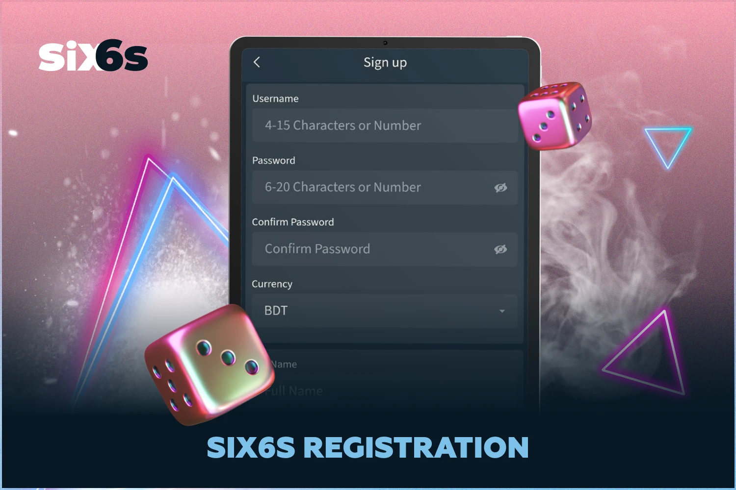 In order to start betting or playing casino games on the Six6s website, every Bangladeshi user must create a personalized account