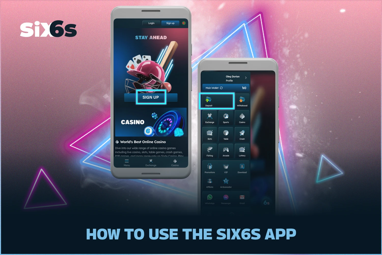 To start using the Six6s app, players from Bangladesh must register, demosite and start betting