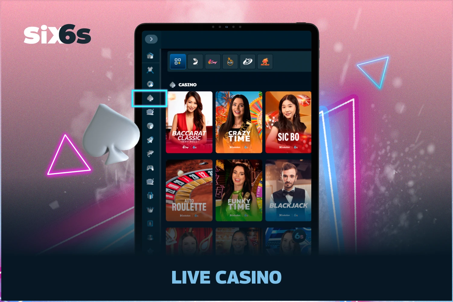 Live casino games rounds are run by live dealers and users from Bangladesh watch the live six6s broadcast and place bets