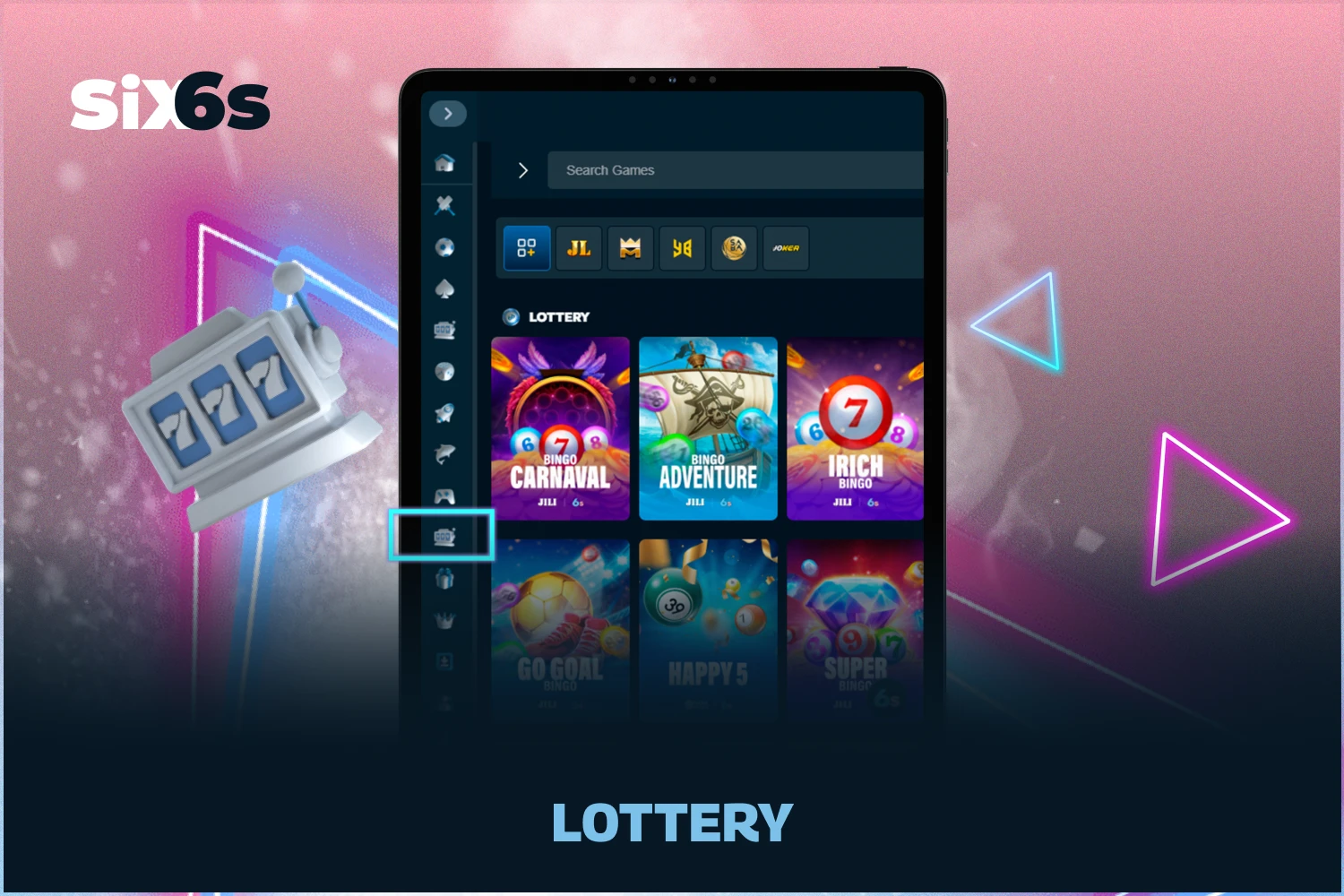 Six6s Casino's Lotteries section features games that are popular among Bangladeshi players