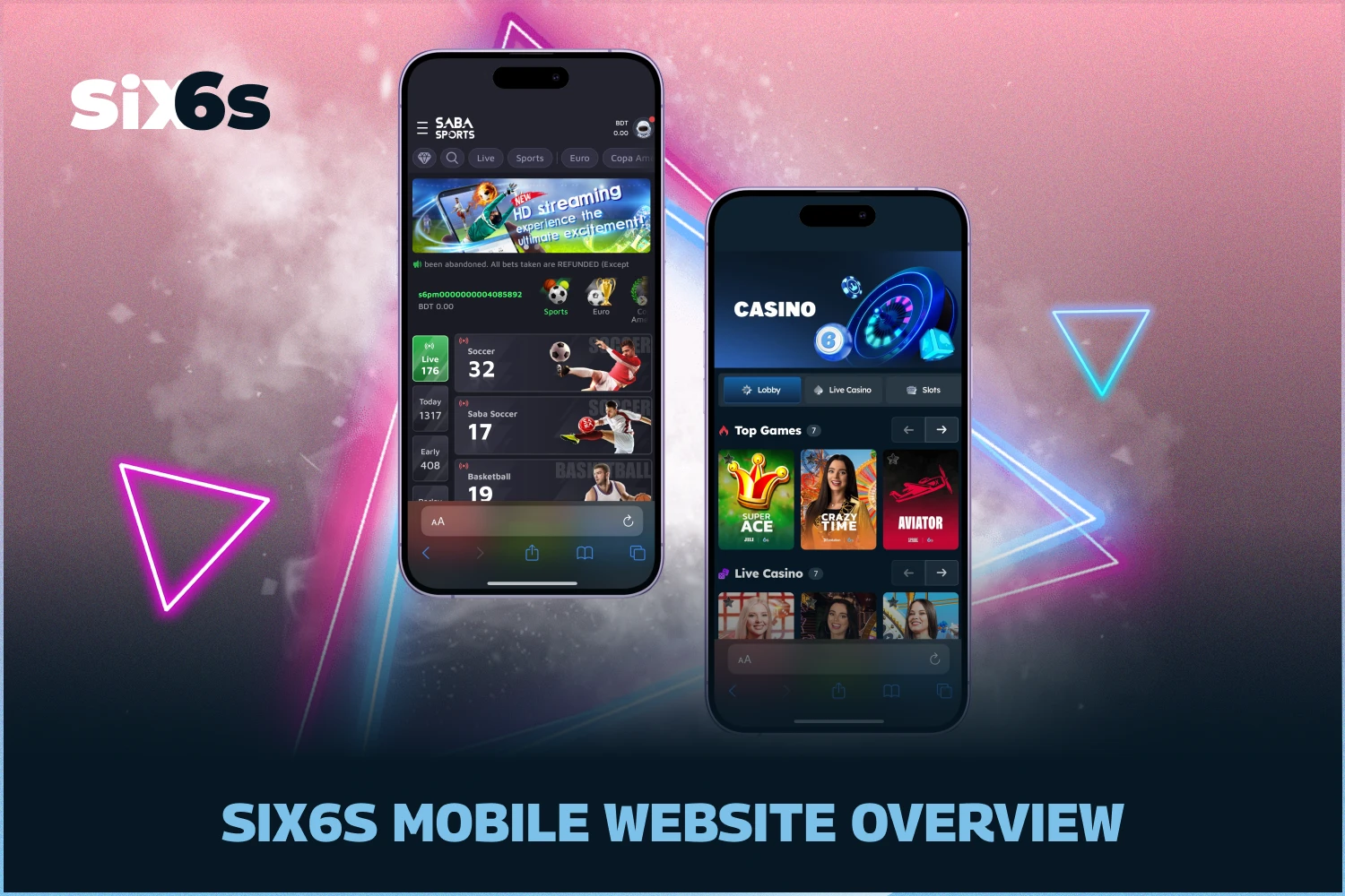 بنگلہ دیش کے کھلاڑی Six6s ایپ ڈاؤن لوڈ کر سکتے ہیں یا موبائل سائٹ استعمال کر سکتے ہیں