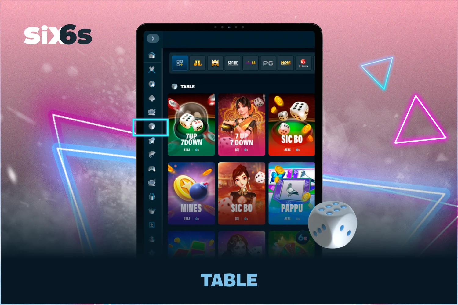 टेबल गेम Six6s कैसीनो गेम की एक शैली है जो ब्लैकजैक, क्रेप्स, रूलेट और बैकारेट जैसे क्लासिक लोकप्रिय खेलों पर आधारित है